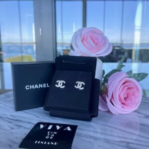 Chanel CC Earrings – Silver Crystal Logo Earrings